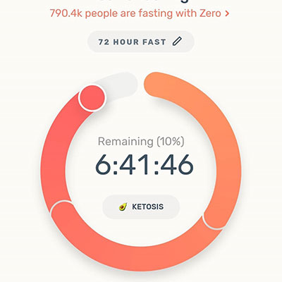 Zero App 3 day fasting screen